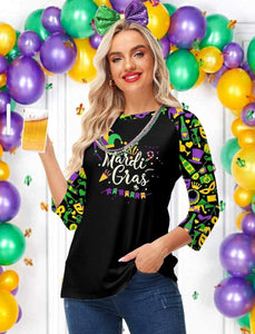 GHWD Mardi Gras 3/4 Sleeve Tops